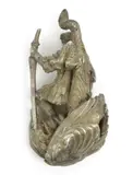 George and the Dragon a small silver sculpture, St George modelled victorious standing over the Dragon, unsigned, 6.5cm by H.G. Murphy, sculpture, sold Jun 2018