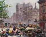 Place du Tertre by Georgi Alexandrovic Lapchine, Oil on canvas, sold Jun 2018
