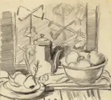 Still life of fruit with a coffee pot Pencil 12 by Jankel Adler, Pencil, offered Jun 2018