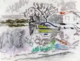 Paysage avec petit bateau With artist’s studio stamp by Willy Eisenschitz, Pastel, offered Jun 2018