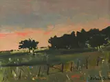 A wooded landscape at sunset Signed Oil by Roland Oudot, Oil on board, sold Jun 2018