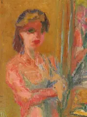 Janet in a dressing gown Signed Oil by Henryk Gotlib, Oil on canvas, sold Jun 2018