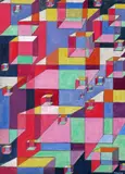 Abstract I Planets by Harry Kernoff, gouache, sold Jun 2018