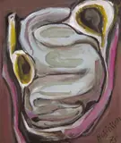 Abstract brown pink by Philippe Hosiasson, gouache, sold Jun 2018