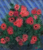 Pink asters Signed with initials Gouache by Joan Zuckerman née Isaacs, Gouache on board, offered Jun 2018