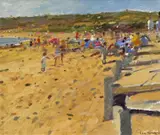 Beach scene Signed Oil on canvas 25 x 30cm Provenance: W.H by Ken Howard, Oil on canvas, sold Jun 2018