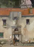 Country house entrance Signed with initials Oil on board 17 x 12cm Provenance: Lots 165 to 179 The property of a Gentleman ++Good condition by Tom Espley Neac, Oil on board, sold Jun 2018