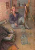 Self portrait Oil on canvas 35 x 25cm Exhibited: Royal Academy Summer Exhibition 1985 Lots 165 to 179 The property of a Gentleman by Anne Marie Holloway, Oil on canvas, offered Jun 2018