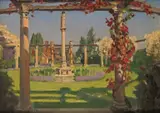 The Garden at Sarum Chase, the circle of serenity Signed below mount and inscribed Garden at Sarum, also signed, titled and dated Sept by Frank O. Salisbury, Oil on board, sold Jun 2018