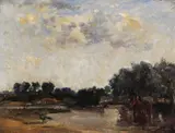 Horses watering in a river landscape Signed and dated 1899 Oil on canvas 30.5 x 40.5cm; 12 x 16in by James Levin Henry, 1899, Oil on canvas, offered Jun 2018