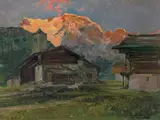 Mountain landscapes, one with a church and chalet A pair, both signed Both oil on panel Each 29 x 39cm ++Backs not visible to both by Amended Cesare Gheduzzi, oil on panel, sold Jun 2018