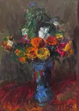 Still life of flowers in a blue vase Signed with initials Oil on canvas 66 x 46cm Provenance: Alex Reid & Lefevre Ltd., London Property from a deceased estate by Matthew Smith, Oil on canvas, sold Jun 2018