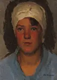 Portrait of a young lady Signed Oil on canvasboard 28.5 x 19.5cm ++Good condition by Yuri Kugach, Oil on canvasboard, sold Jun 2018