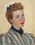 Portrait of Margot Signed, also signed and titled verso Oil on canvas 51 x 41cm ++Unlined, a little craquelure in places, varnish patchy by Carl Felkel, Oil on canvas, offered Jun 2018