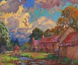 Water Mill, Milborne Port, Somerset Signed, titled verso Oil on board 38.5 x 45.5cm ++Good condition by William Samuel Horton, Oil on board, sold Jun 2018