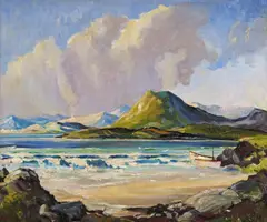 The mountains of Morne Signed Oil on canvas 46 x 56cm ++Relined, in good restored condition by George Gault, Oil on canvas, offered Jun 2018