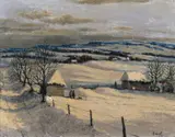 Snow by George Bissill, Oil on board, sold Jun 2018