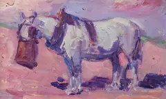 Nosebag for the Grey by Robert Bevan, Oil on board, sold Jun 2018