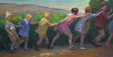 Follow the leader, 1929 Signed Oil on canvas 60 x 115cm ++Unlined, some retouching, one or two minor blemishes otherwise good condition by Ernest-Auguste Bouard, Oil on canvas, offered Jun 2018