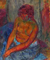 Seated female nude Signed with initials Oil on canvas 65 x 54cm Provenance: From the Estate of the late Geoffrey Harley, Corsham by Matthew Smith, Oil on canvas, sold Jun 2018