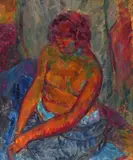 Seated female nude Signed with initials Oil on canvas 65 x 54cm Provenance: From the Estate of the late Geoffrey Harley, Corsham by Matthew Smith, Oil on canvas, sold Jun 2018