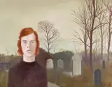 Andrew in Sancreed Churchyard Signed and dated 1974 Oil on canvas 64 x 81cm Provenance: From the Estate of the late Geoffrey Harley, Corsham by John Miller, 1974, Oil on canvas, offered Jun 2018