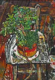 Potted plant on a chair Signed Oil on canvas 76 x 50.5 Provenance: Purchased directly from the artist by the vendor’s father Thackeray Gallery, London by John Bratby, Oil on canvas, sold Jun 2018