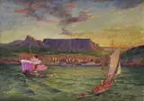View across to Table Mountain Signed and dated 57 Oil on canvas 45 x 61cm by G. Walker, Oil on canvas, offered Jun 2018