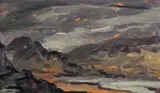 Rain and cloud above Ffestiniog Signed with initials also titled verso Oil on board 22 x 37cm Provenance: From a deceased estate ++Good condition by Kyffin Williams, Oil on board, sold Jun 2018