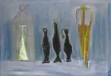 The magic flute 3, Tamino, the three ladies and a portrait of Pamina Signed Oil on paper 50 x 70cm ++Good condition, one very small scratch to left corner by Ian Humphreys, Oil on paper, offered Jun 2018
