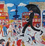 Light shower Signed, also signed and titled on stretcher verso Oil on canvas, unframed 81.5 x 81cm ++Good condition by Simeon Stafford, Oil on canvas, unframed, sold Jun 2018