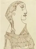 Woman in profile by F. N. Souza, Ink on paper, offered Jun 2018