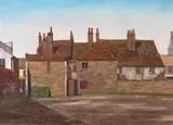 Old Buildings, Newbury, Berkshire Signed and dated 1969 Oil on board 29 x 40.5cm ++In good condition by Christopher Hall, 1969, Oil on board, sold Jun 2018