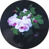 Still life of yellow roses; Still life of pink roses A pair, both signed Both oil on canvas Each 40cm diameter (2) by Stuart Park, oil on canvas, offered Jun 2018