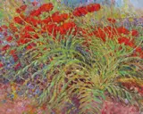 The poppy patch Signed Oil on panel 60 x 76cm ++Good condition by Jeffrey Pratt, Oil on panel, sold Jun 2018