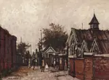 Village School by Peter Brannan, oil on board, sold Jun 2018