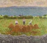 Haymaking Signed Oil on canvas, unframed 56 x 61cm ++Good condition by Simon MacLeod, Oil on canvas, unframed, sold Jun 2018