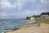 Lepe Beach Signed and dated ‘73 Oil on board 21 x 33cm by Richard Eurich, Oil on board, sold Jun 2018