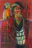 Macaw with Sven Signed and dated ‘02, also signed and titled verso Oil on canvas 90 x 60cm by Sven Berlin, Oil on canvas, sold Jun 2018
