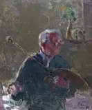 Self portrait in Rome Signed by John Stanton Ward, Oil on board, sold Jun 2018
