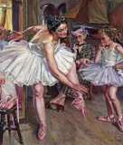 Interior with ballerinas Signed and dated ‘58 Oil on canvas 117 x 105.5cm ++Unlined, good condition by Pierre Matossy, Oil on canvas, sold Jun 2018