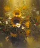 Sunflowers Signed Oil on canvas 85 x 70cm ++Unlined, good condition by Pieter Daniel Dik, Oil on canvas, offered Jun 2018