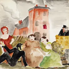 Shabbat rest Signed twice Watercolour over by Alice Halicka, Watercolour over pencil, sold Jun 2018