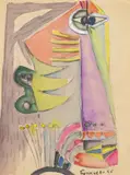Composition Surrealiste Signed and dated 45 Watercolour and by Eugenio Granell, Watercolour and charcoal on buff paper, sold Jun 2018
