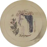 Female head with foliage by René Buthaud, Watercolour over pencil on cream paper with a window mounted gouache abstract design verso, offered Jun 2018