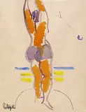 Le lanceur de marteau by Louis Latapie, Watercolour, sold Jun 2018