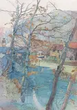A wooded landscape, c.1920 Signed Pen by William Ratcliffe, Pen, ink and watercolour, offered Jun 2018