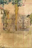 Chagford churchyard Signed and inscribed Chagford, possibly in another hand Pen by Walter Richard Sickert, Pen, ink and watercolour, squared for transfer, sold Jun 2018