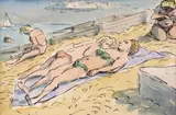 On the beach Signed with initials Pen by Edward Ardizzone, Pen, ink and watercolour, sold Jun 2018