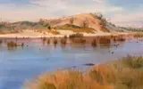 Desert waterhole, South Australia Signed and dated 2004 Watercolour 33 x 53cm ++Good condition by Kenneth Jack, 2004, Watercolour, sold Jun 2018